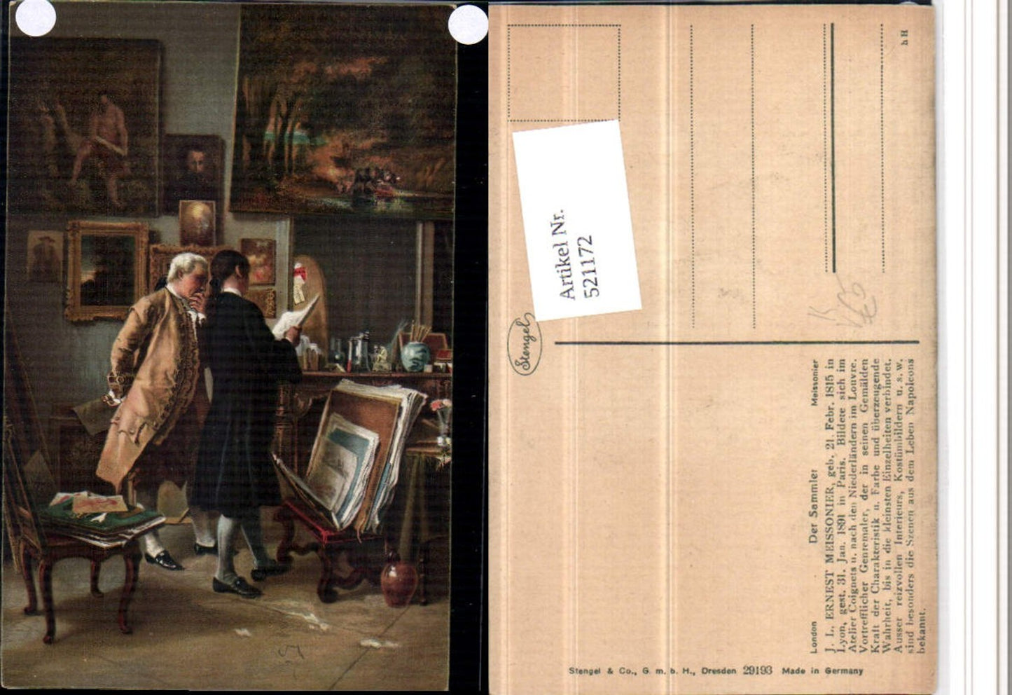 521172,Stengel & Co 29193 Künstler J. L. Ernest Meissonier Sammler Gemälde