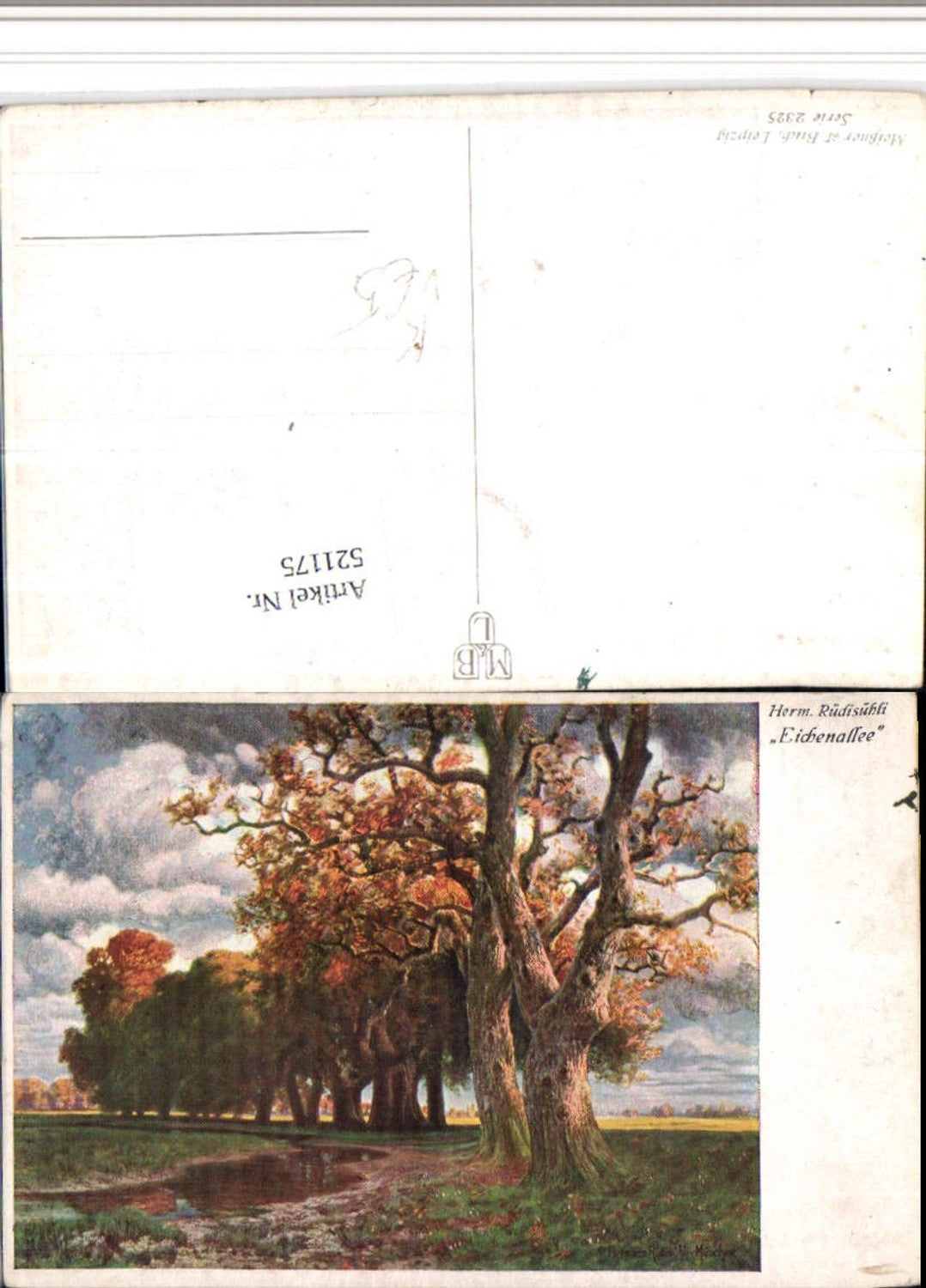 521175,Meissner & Buch 2325 Künstler Herm. Rüdisühli Eichenallee Bäume