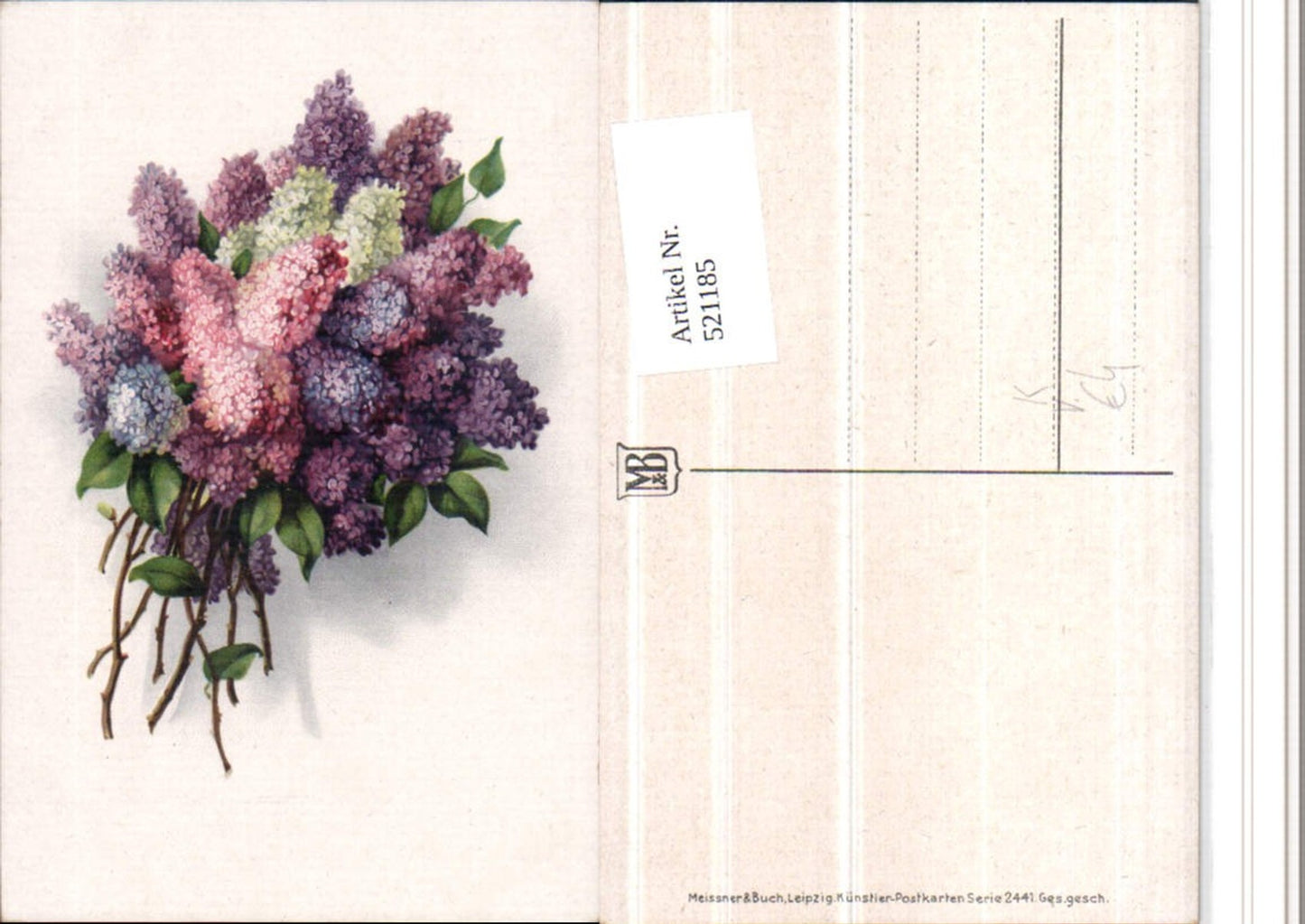 521185,Meissner & Buch 2441 Künstlerkarte Flieder Blumen