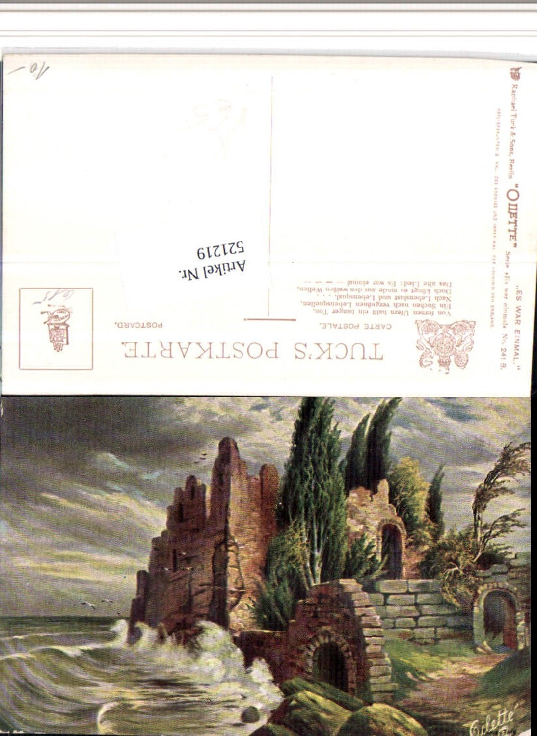 521219,Raphael Tuck & Sons 241B Künstlerkarte Es war einmal Ruine
