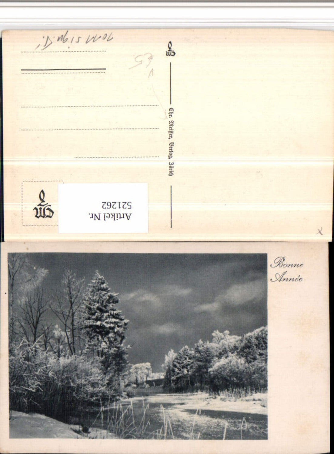 521262,Fotokunst Chr. Meisser Zürich Bonne Annee Winterlandschaft