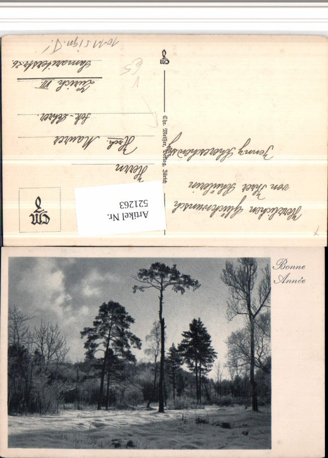 521263,Fotokunst Chr. Meisser Zürich Bonne Annee Wald Winterbild