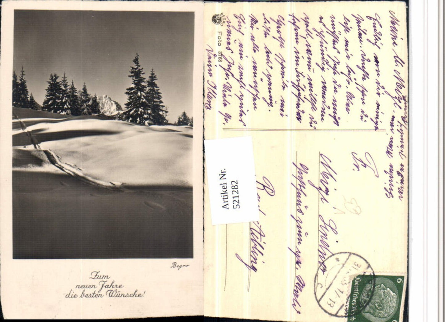 521282,Fotokunst Begro 3768 Neujahr Winterlandschaft Bergspitze