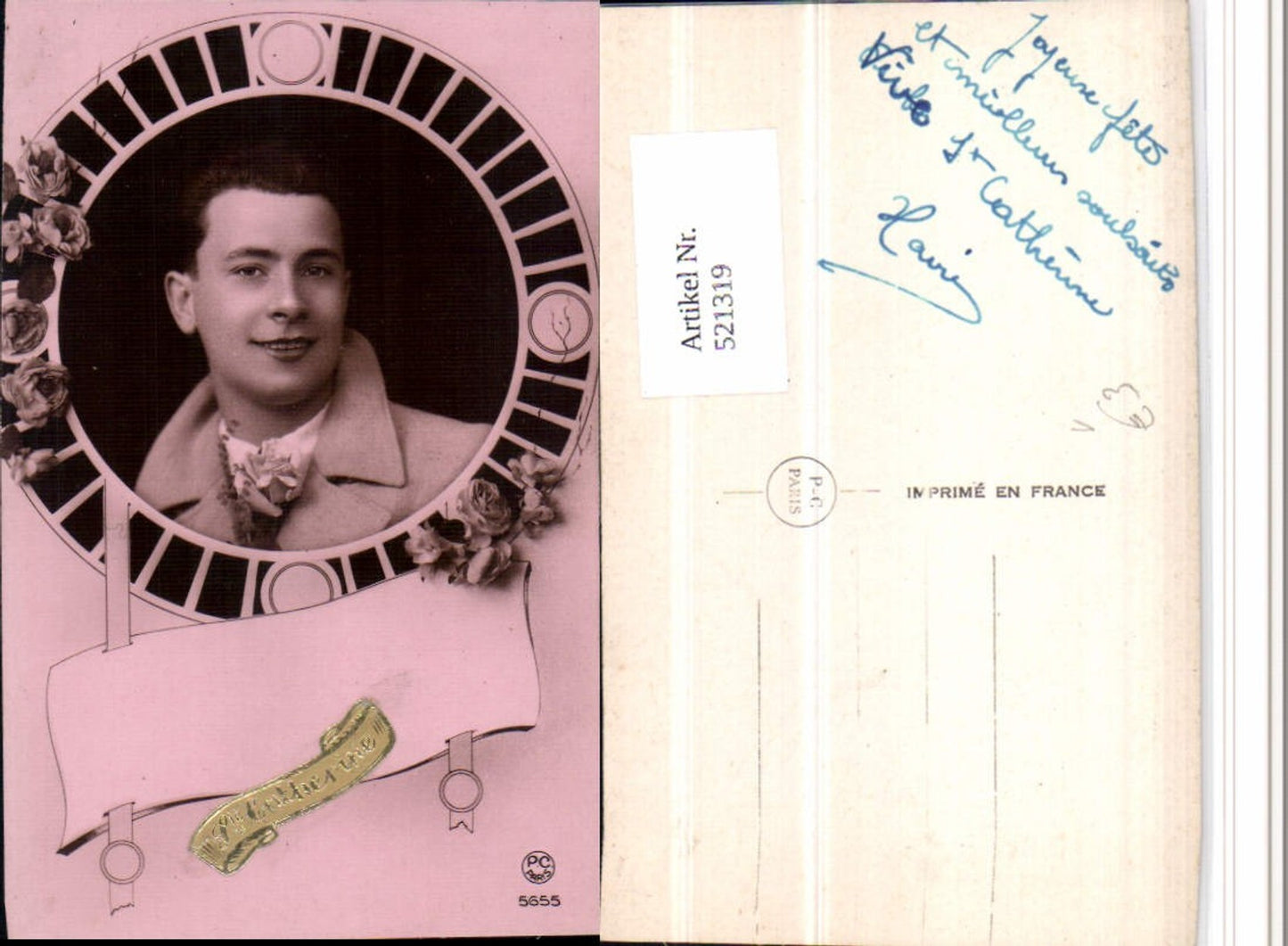 521319,P.C. Paris 5655 Ste Catherine Mann Portrait Passepartout Rosen