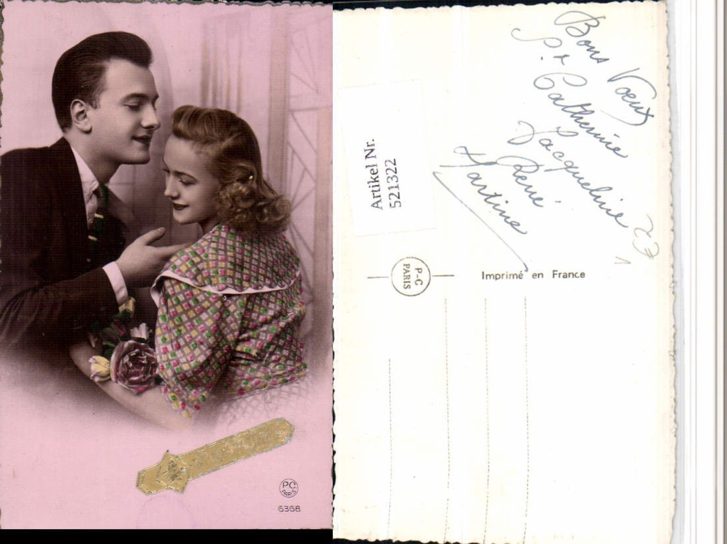 521322,P.C. Paris 6368 Ste Catherine Liebe Paar Blumen