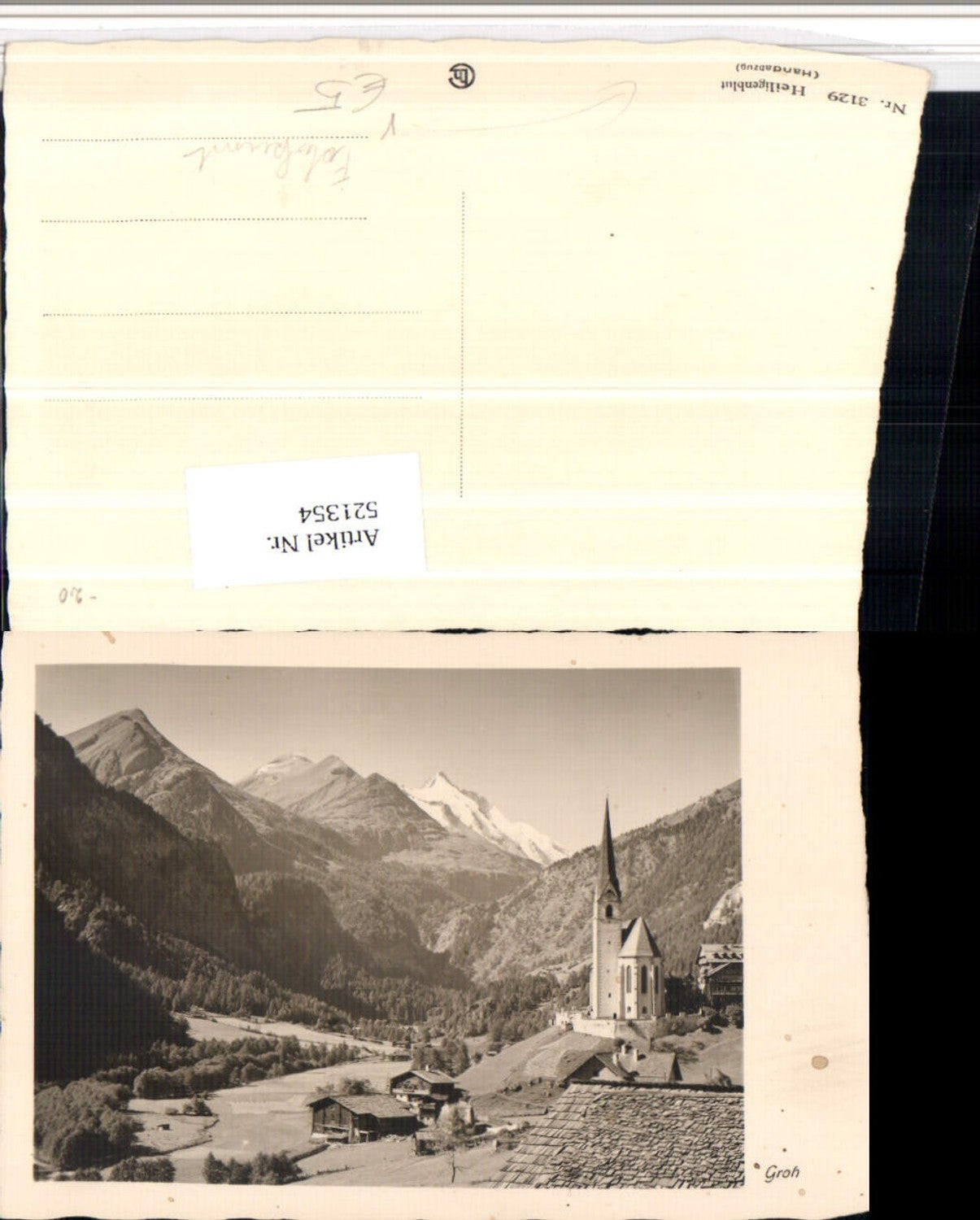 521354,Fotokunst Groh 3129 Heiligenblut Kirche Bergkulisse