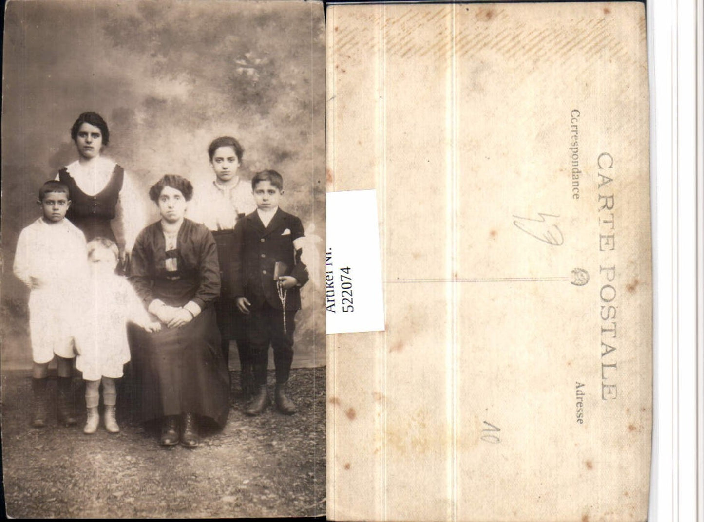 522074,Familie Mutter m. Kinder Bibel Rosenkranz