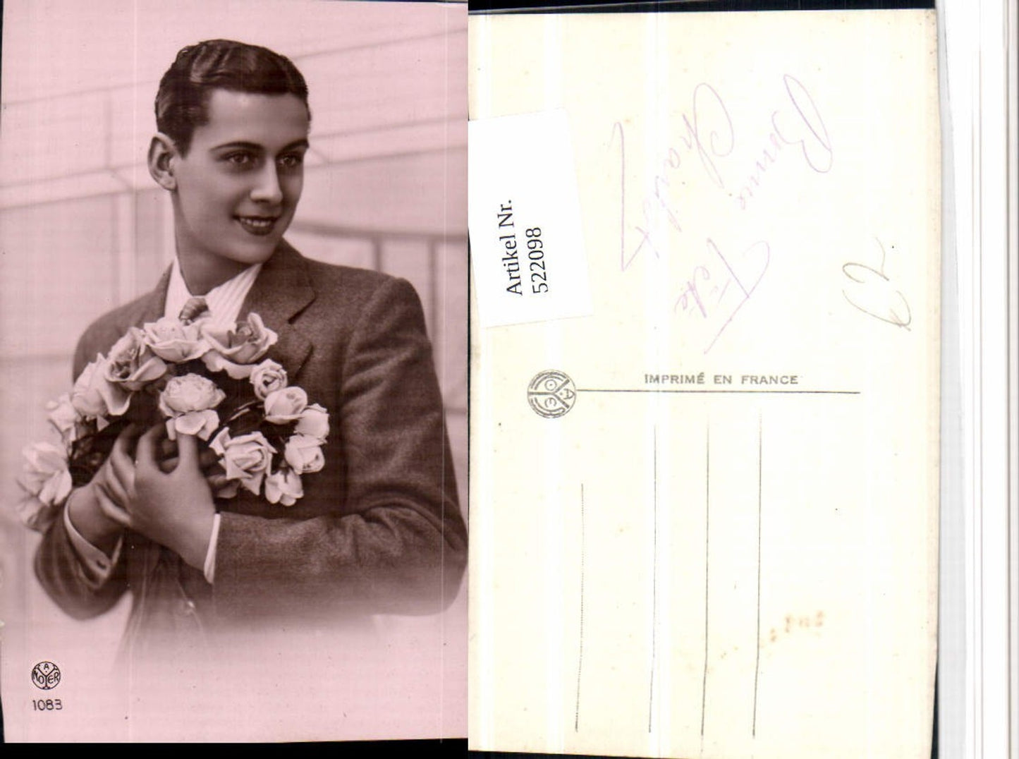 522098,Mann Portrait Anzug Rosenstrauß pub A. Noyer 1083