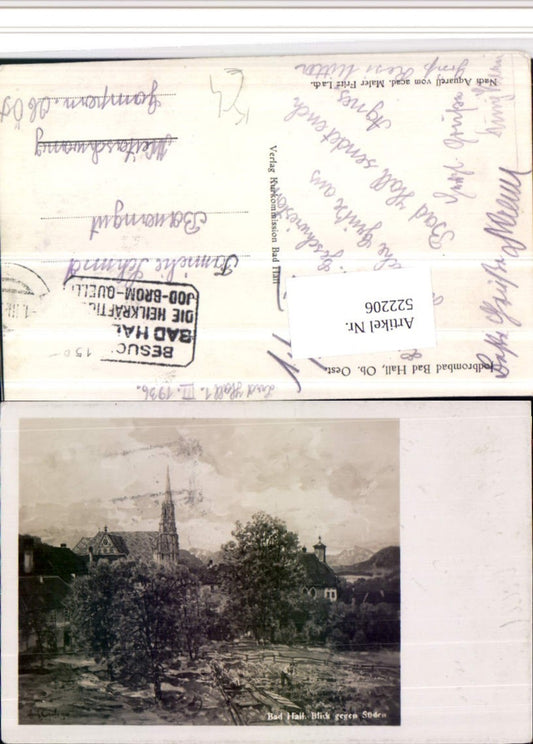 522206,Künstler AK Fritz Lach Bad Hall Teilansicht Kirche