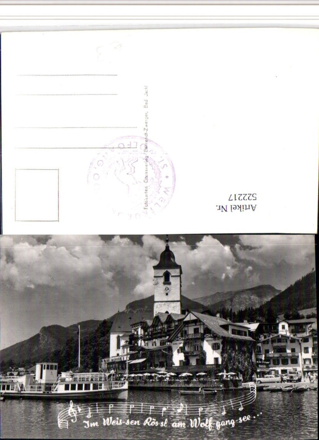 522217,St. Wolfgang Teilansicht Weißes Rössl Kirche Boot