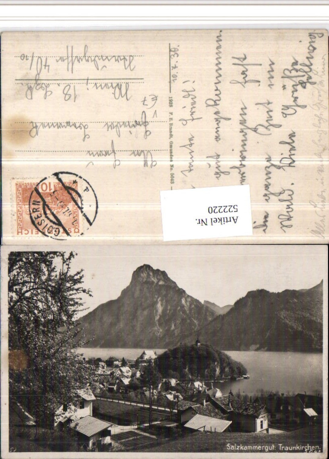 522220,Traunkirchen Totale Bergkulisse pub F.E. Brandt 5043