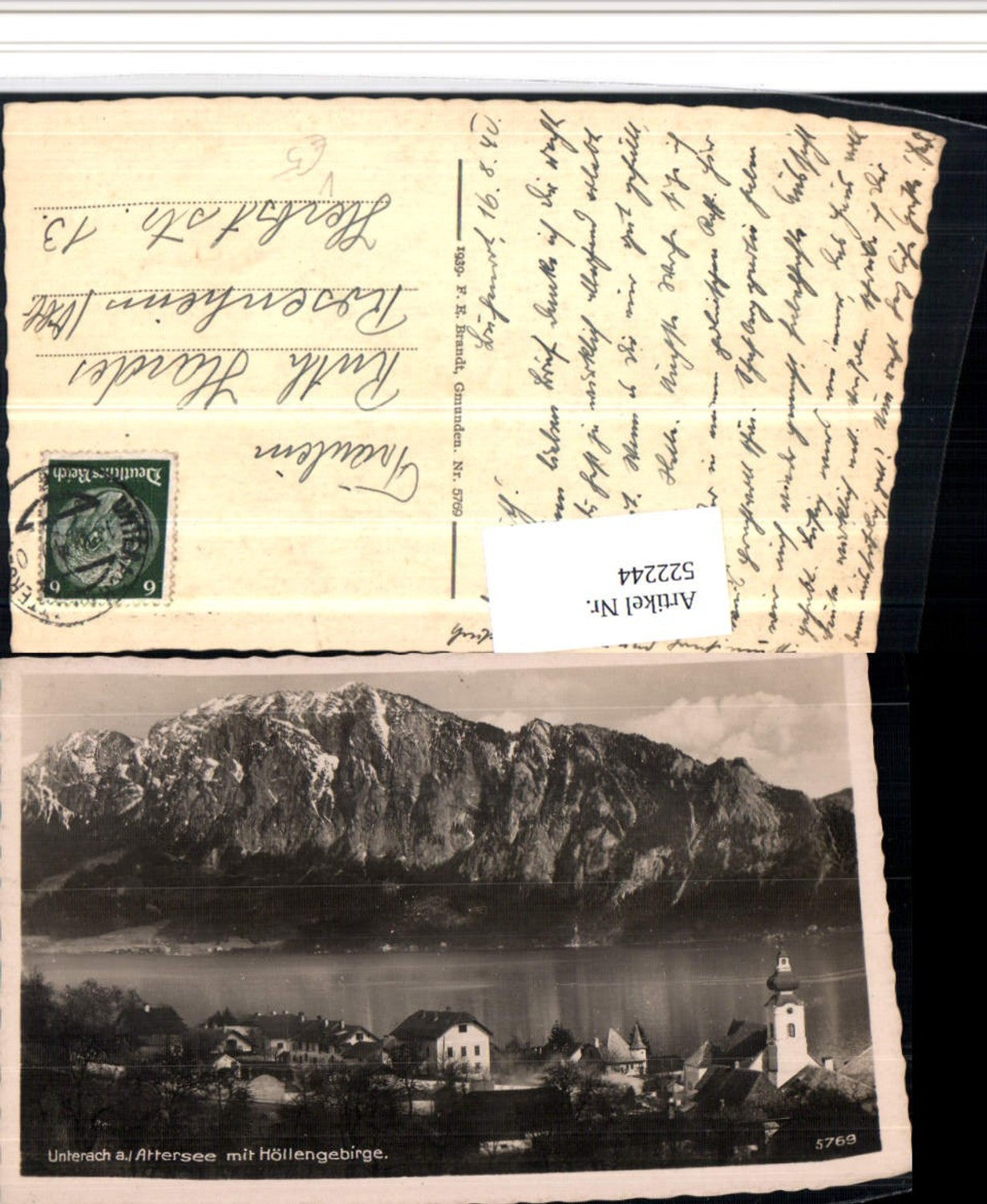 522244,Unterach am Attersee m. Höllengebirge Bergkulisse pub Brandt 5769