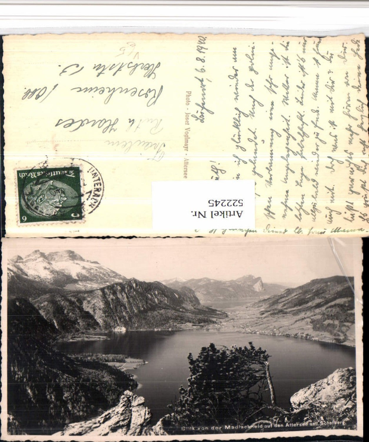 522245,Blick von d. Madlschneid auf Attersee u. Schafberg pub J. Voglmayr