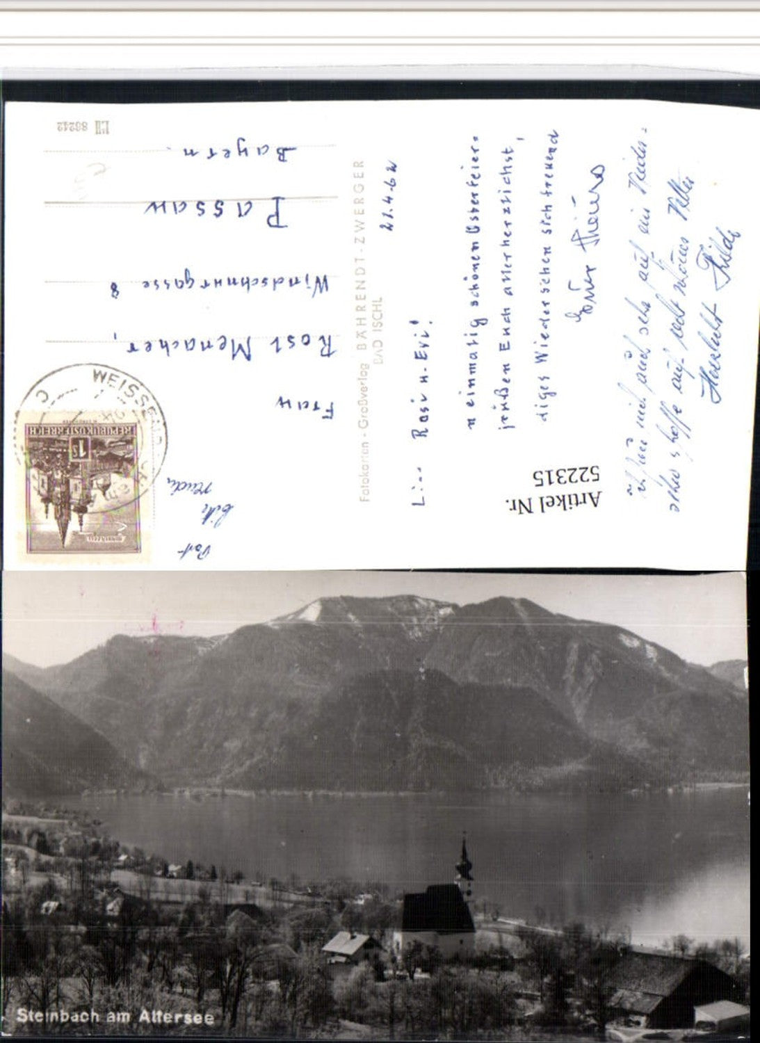 522315,Steinbach am Attersee Kirche Bergkulisse