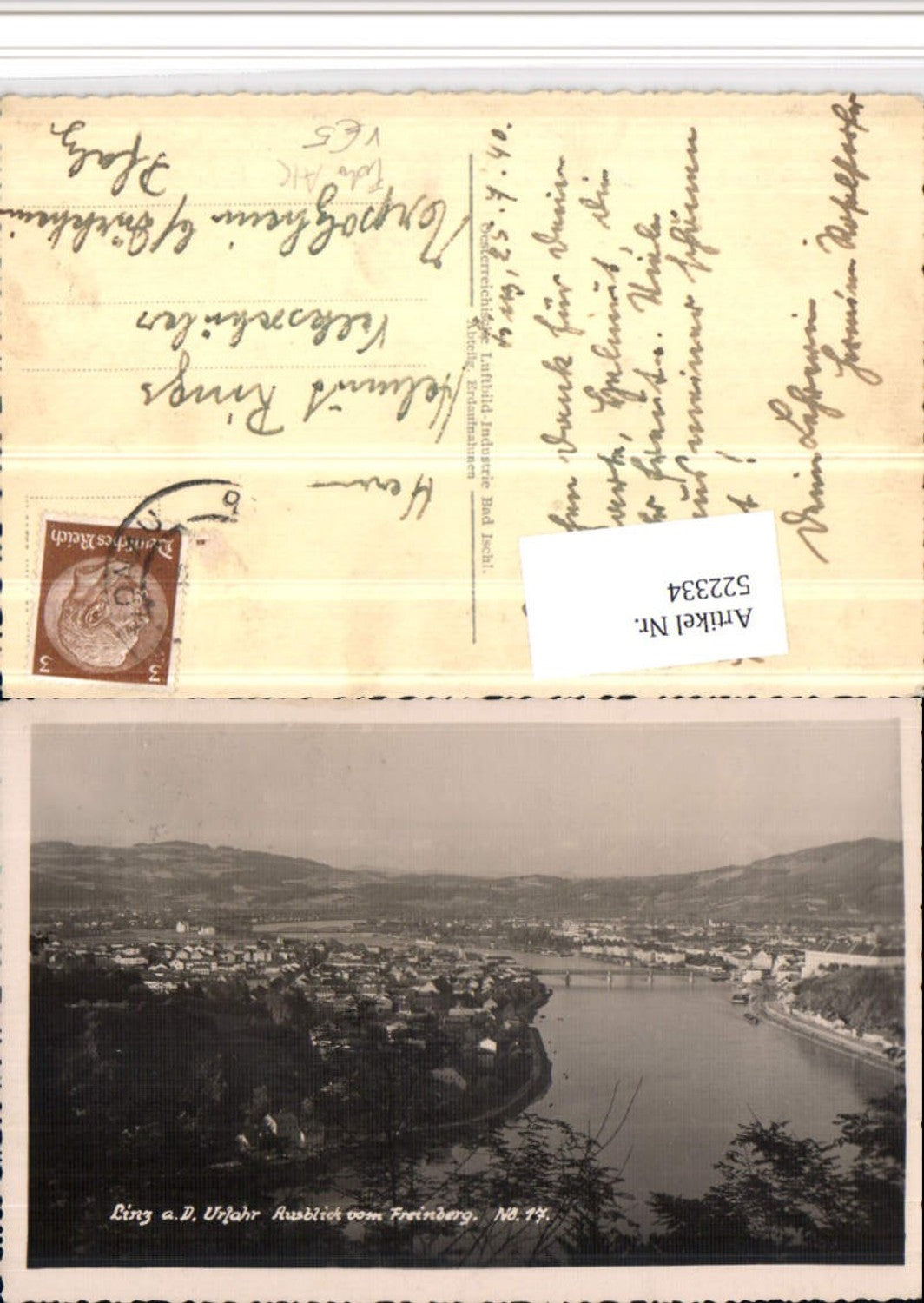 522334,Foto AK Linz an d. Donau Totale vom Freinberg pub Luftbild-Industrie 17