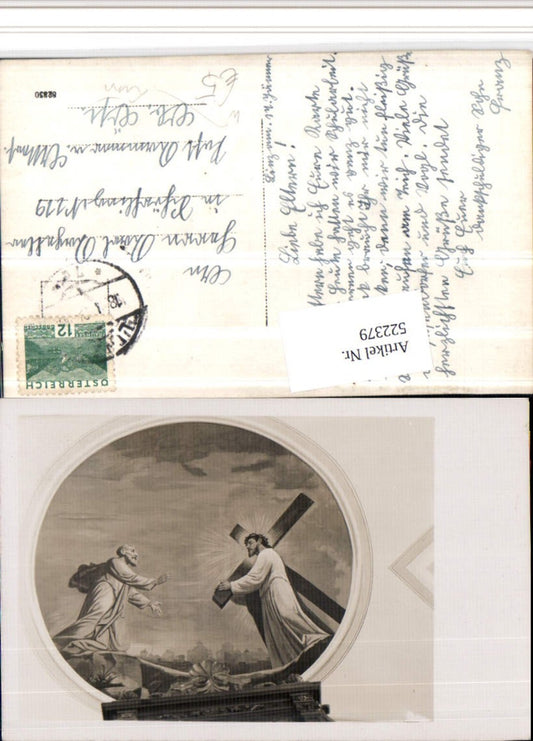 522379,Foto AK Linz an d. Donau Wandgemälde Jesus Kreuz