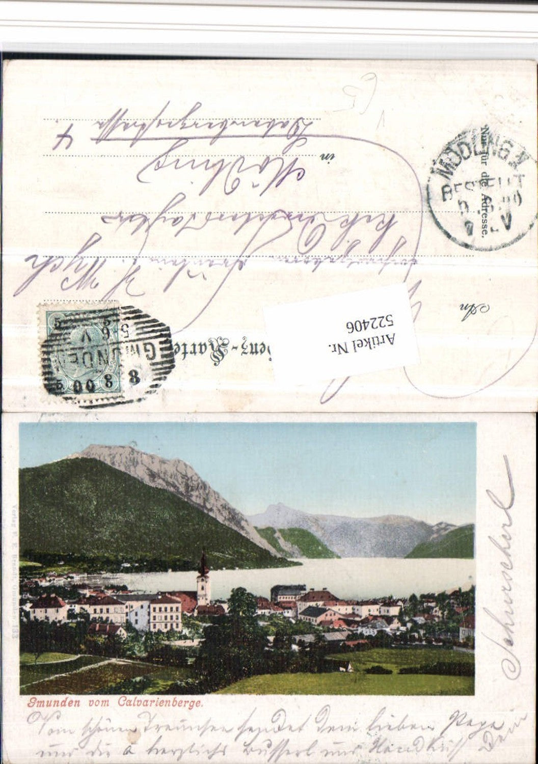 522406,Gmunden Totale vom Calvarienberg Bergkulisse pub Brandt 133