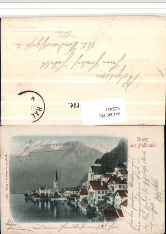 522411,Gruß aus Hallstatt am See Teilansicht Kirchen pub Stengel 2601