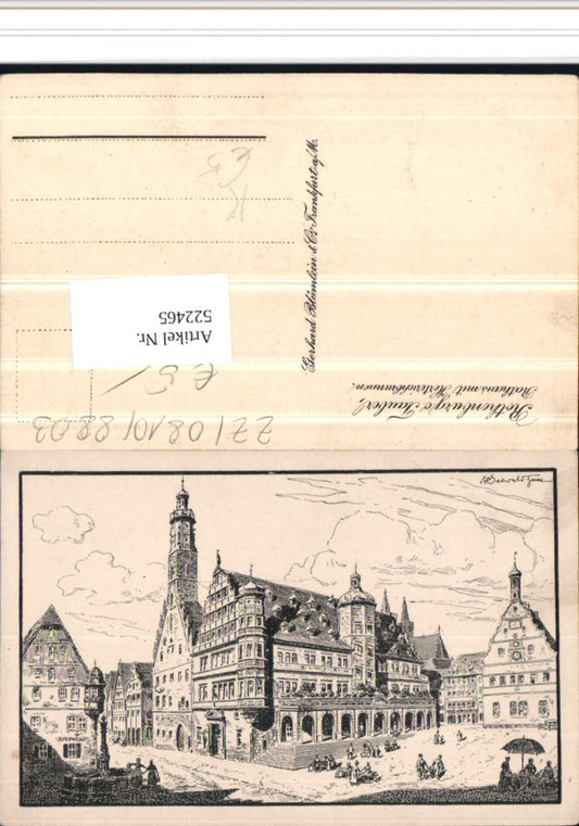 522465,Künstler AK Rothenburg ob der Tauber Marktplatz Rathaus