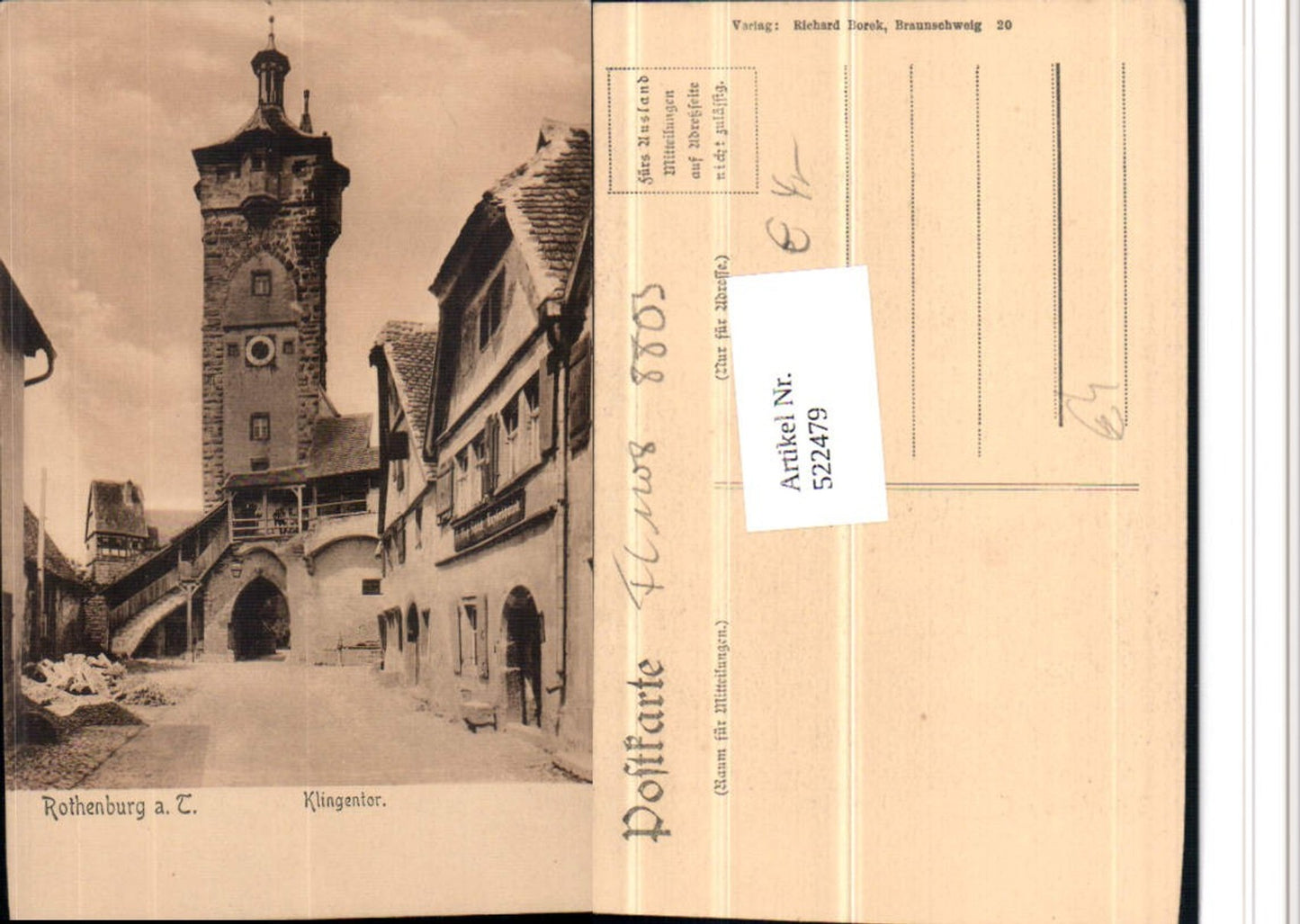 522479,Rothenburg ob der Tauber Klingentor Straßenpartie