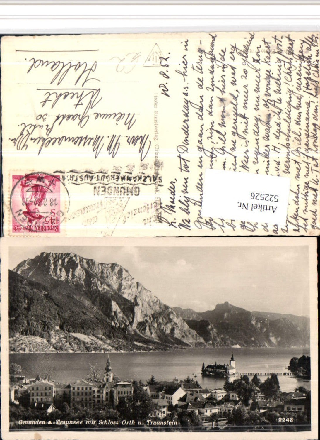 522526,Gmunden am Traunsee Teilansicht m. Schloss Orth Ort Bergkulisse