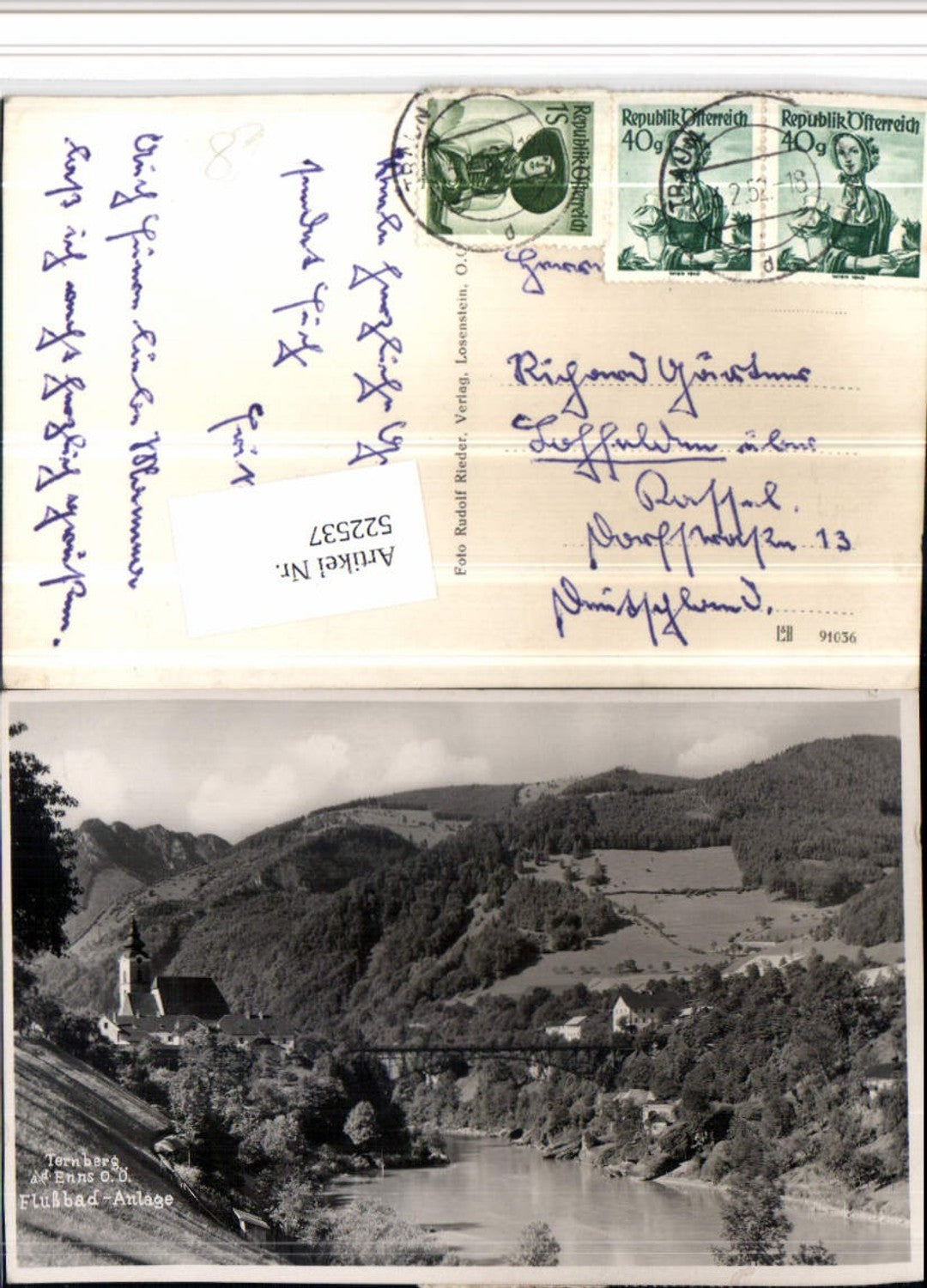 522537,Ternberg an d. Enns Flußbad-Anlage Brücke Kirche