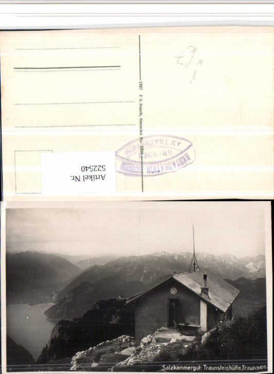 522540,Traunsteinhütte m. Traunsee b. Gmunden Bergkulisse pub Brandt 5308
