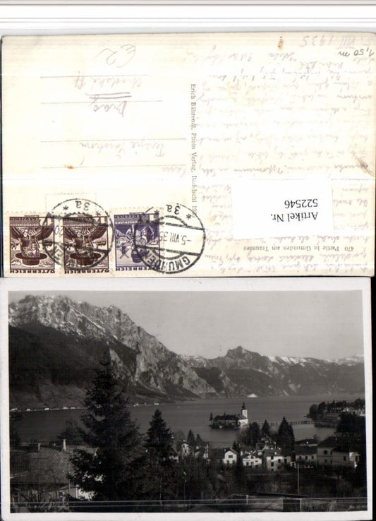522546,Gmunden am Traunsee Teilansicht m. Schloss Ort Orth Bergkulisse