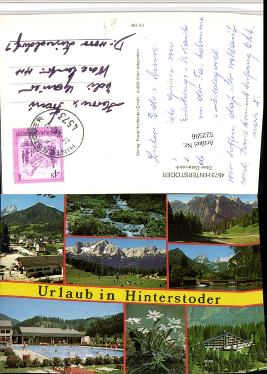 522596,Hinterstoder Totale Freibad Bergkulisse Mehrbildkarte