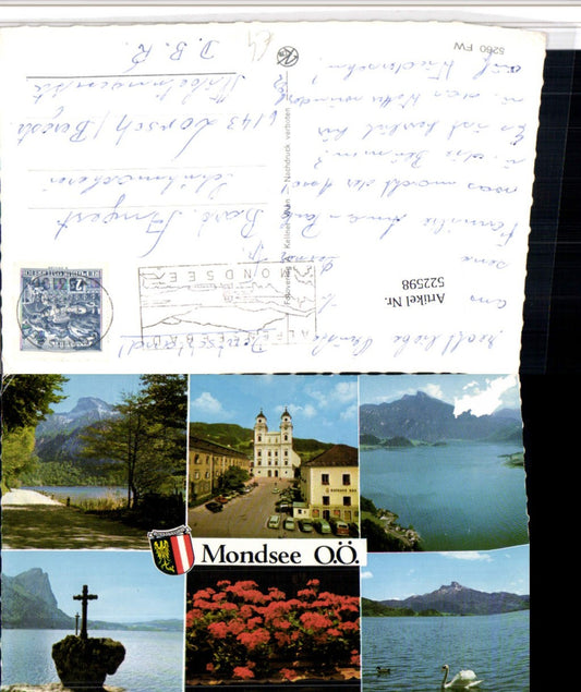 522598,Mondsee Stift Kirche See Kreuz Schwan Mehrbildkarte