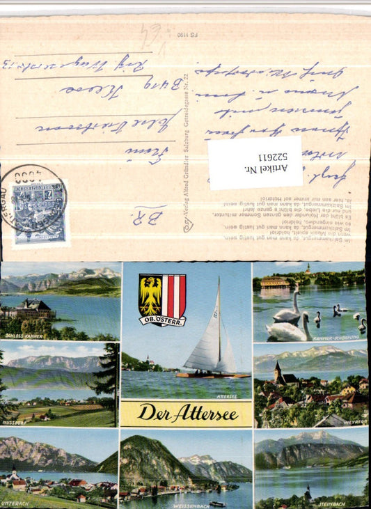 522611,Attersee Steinbach Unterach Schwäne Segelboot Mehrbildkarte pub Cosy