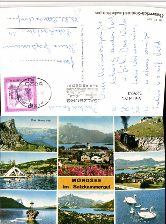 522630,Mondsee Totale Schafberg Zahnradbahn Kreuzstein Mehrbildkarte
