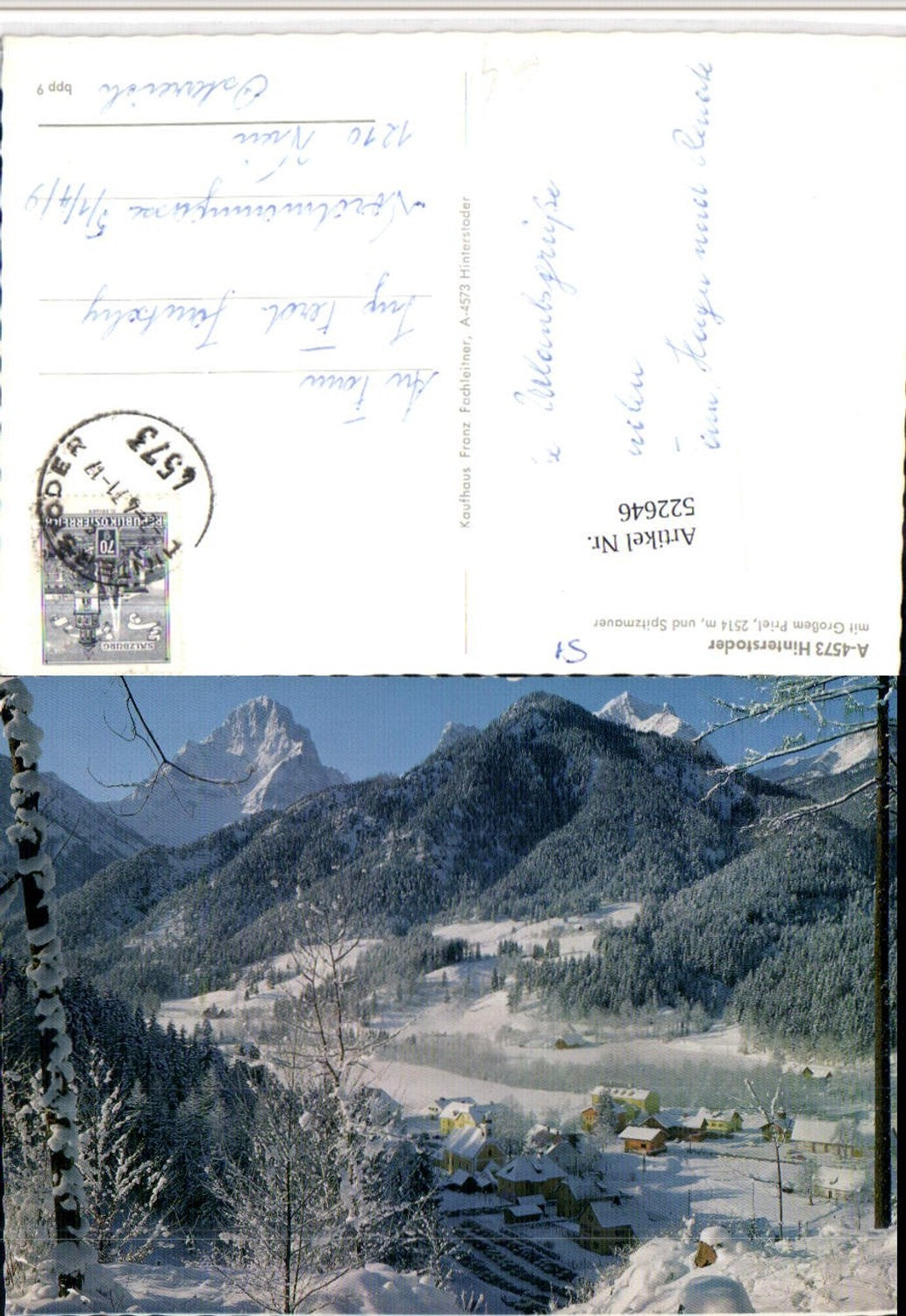 522646,Hinterstoder Teilansicht m. Großem Priel Winterbild Bergkulisse