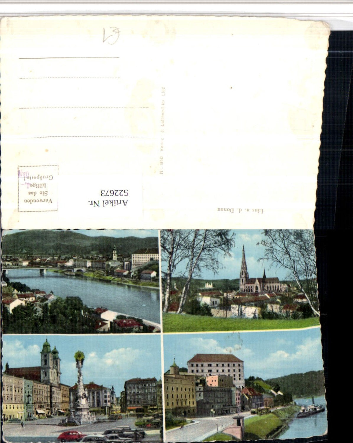 522673,Linz an d. Donau Totale Pestsäule Kirche Mehrbildkarte