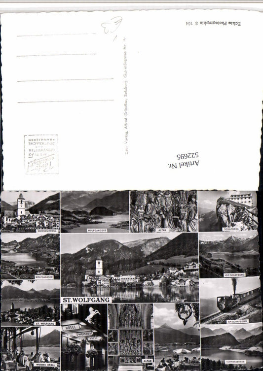 522695,St. Wolfgang Totale Schafberg Weißes Rössl Mehrbildkarte pub Cosy