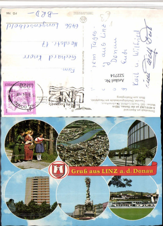 522714,Linz an d. Donau Totale Tracht Dampfer Mehrbildkarte pub Alpine Luftbild 796