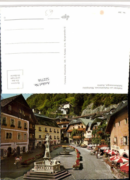522716,Hallstatt am Hallstättersee Marktplatz Brunnen
