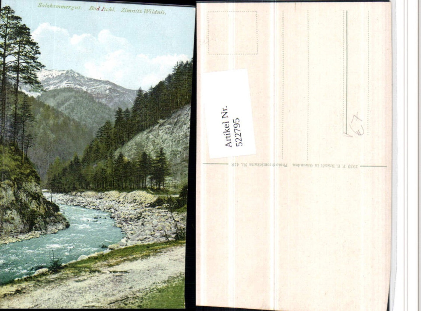 522795,Bad Ischl Zimnitz Wildnis Fluss Bergkulisse pub Brandt 418