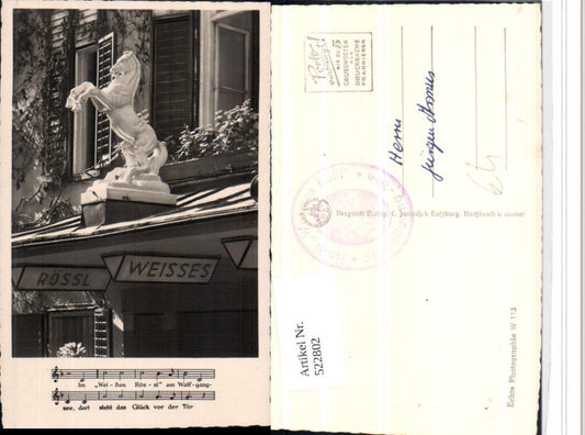 522802,St. Wolfgang Hotel Weißes Rössl Pferd Figur Liedzeile