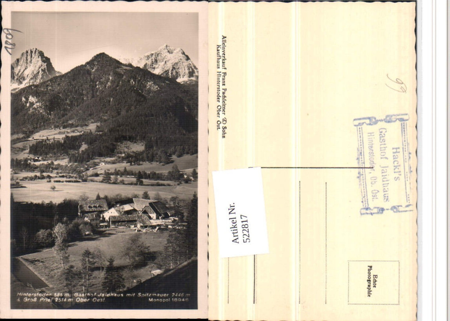 522817,Hinterstoder Gasthof Jaidhaus m. Spitzmauer Bergkulisse