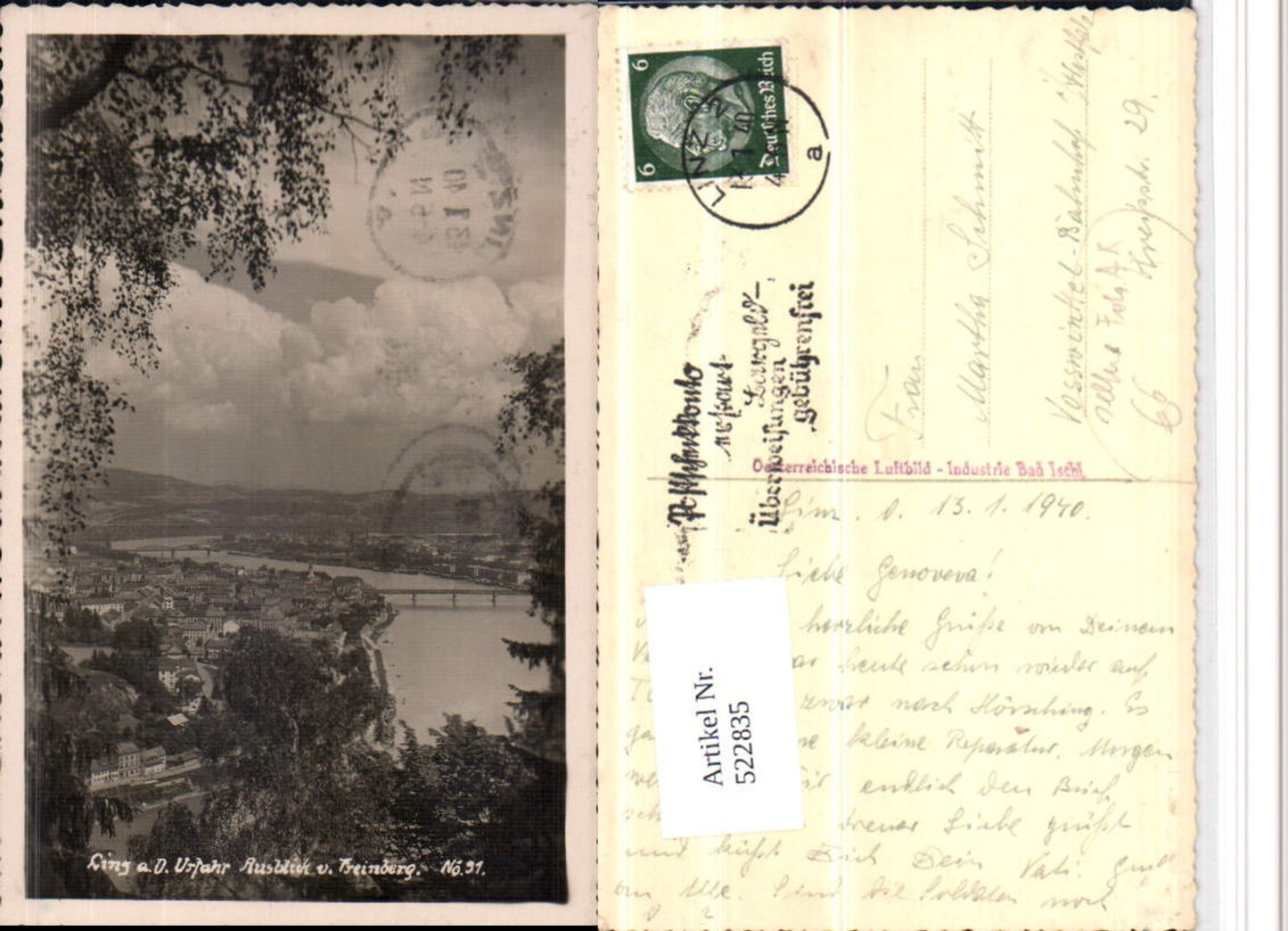 522835,Seltene Foto AK Linz an d. Donau Teilansicht vom Freinberg