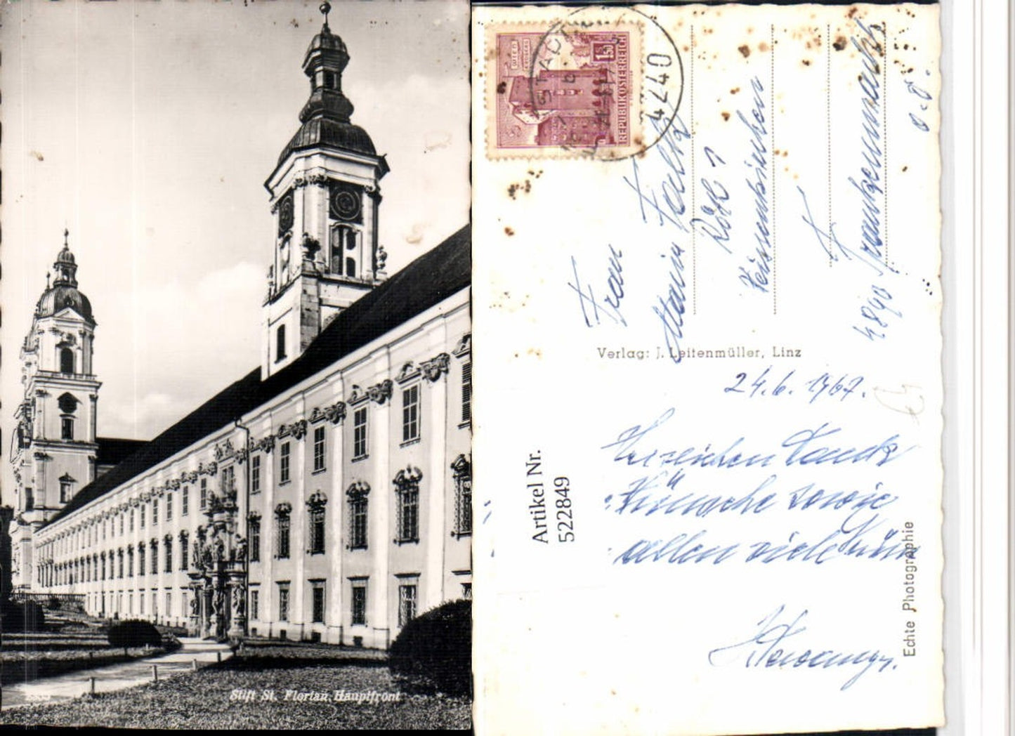 522849,St. Florian Stift Hauptfront Kirche Türme