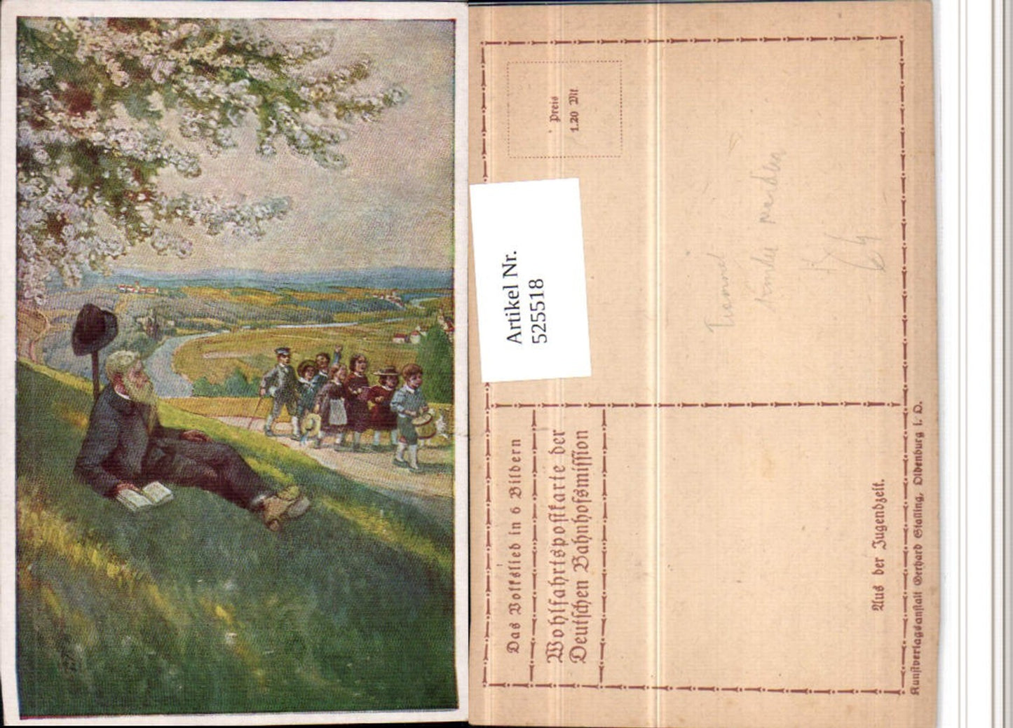 525518,Künstler AK Wanderer wandern Kinder Trommel