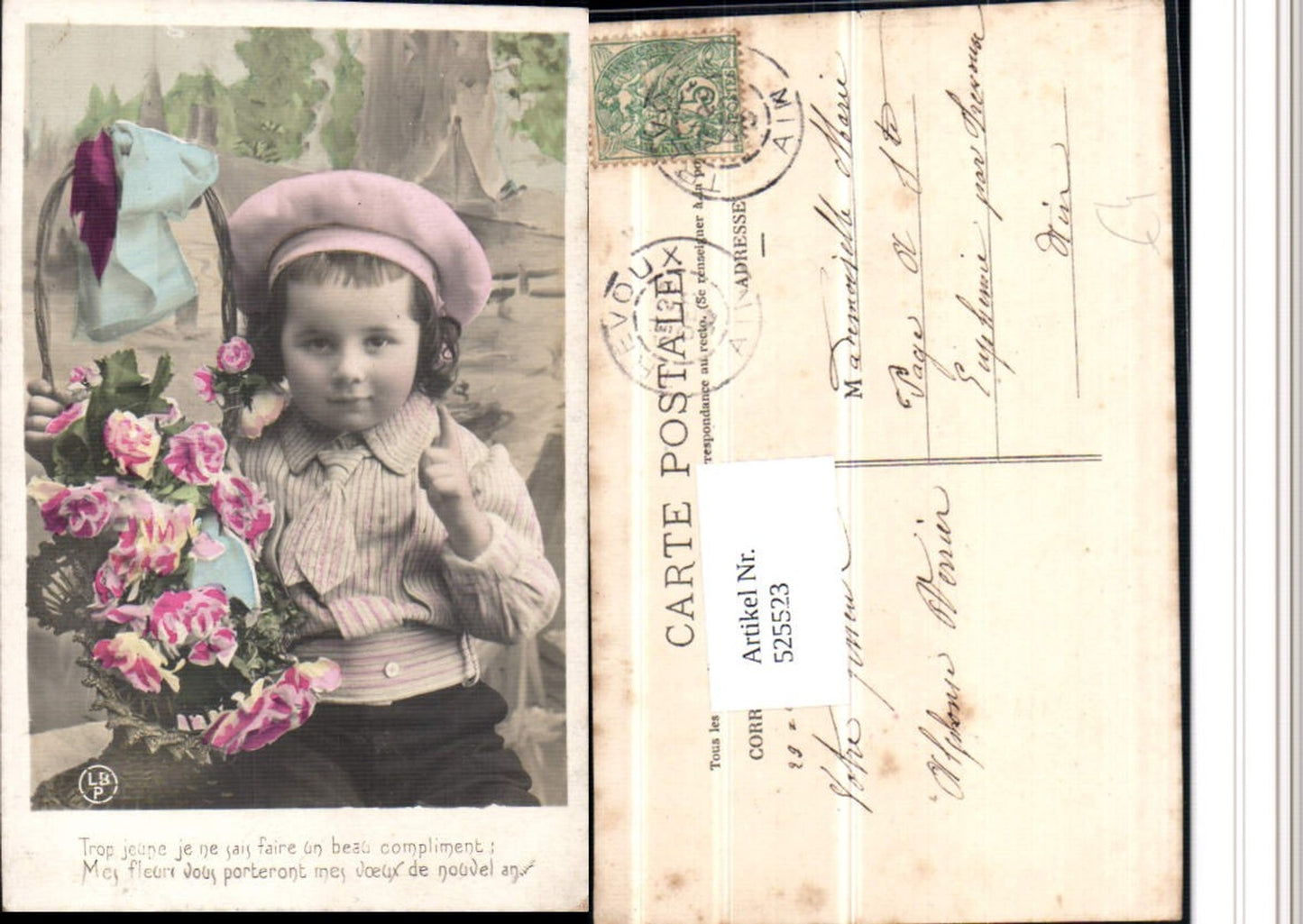 525523, Photo-AK Young Child Flowers