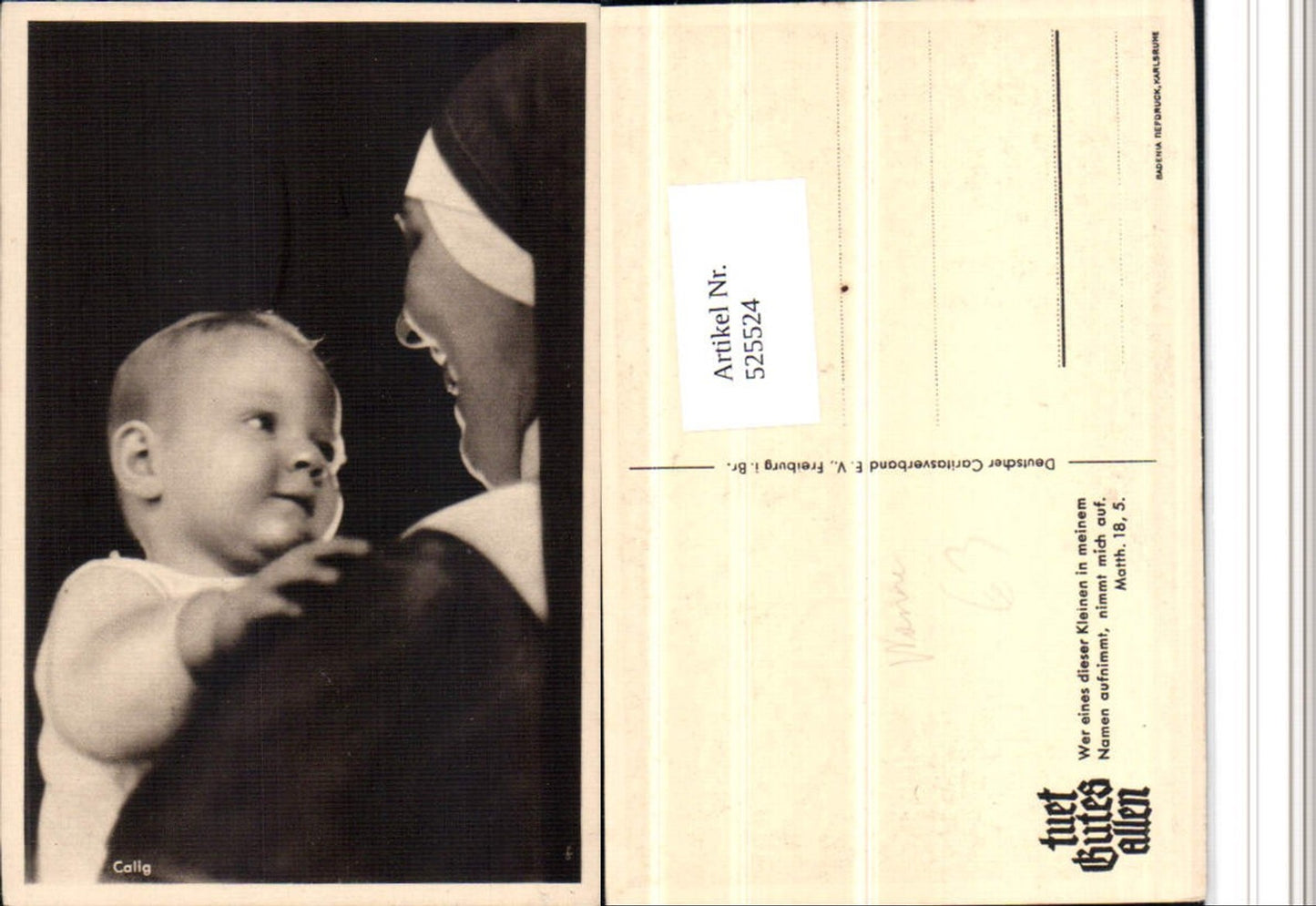 525524,Nonne mit Kind Baby Calig pub Caritas Verband