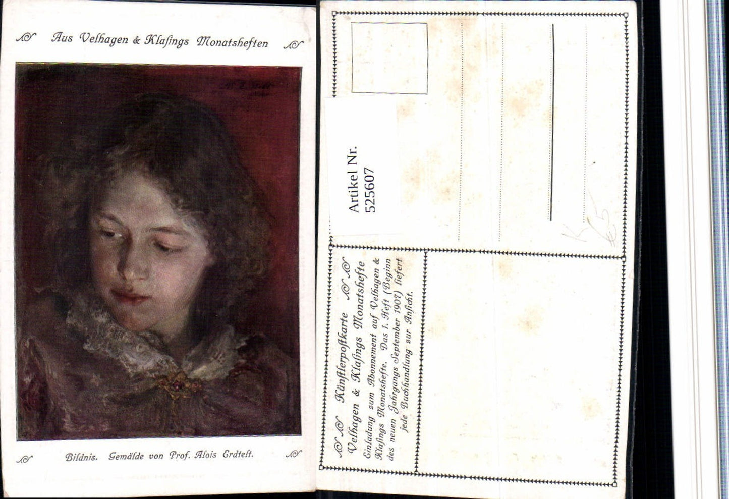 525607,Künstler AK Alois Erdtelt Mädchen Studie Portrait pub Velhagen Klasings