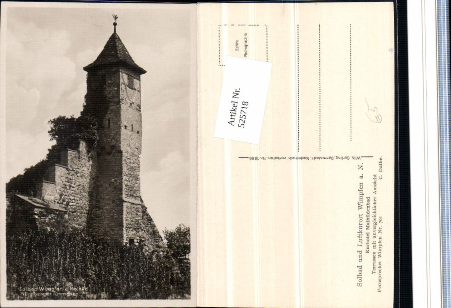 525718,Wimpfen am Neckar Nürnberger Türmchen Turm