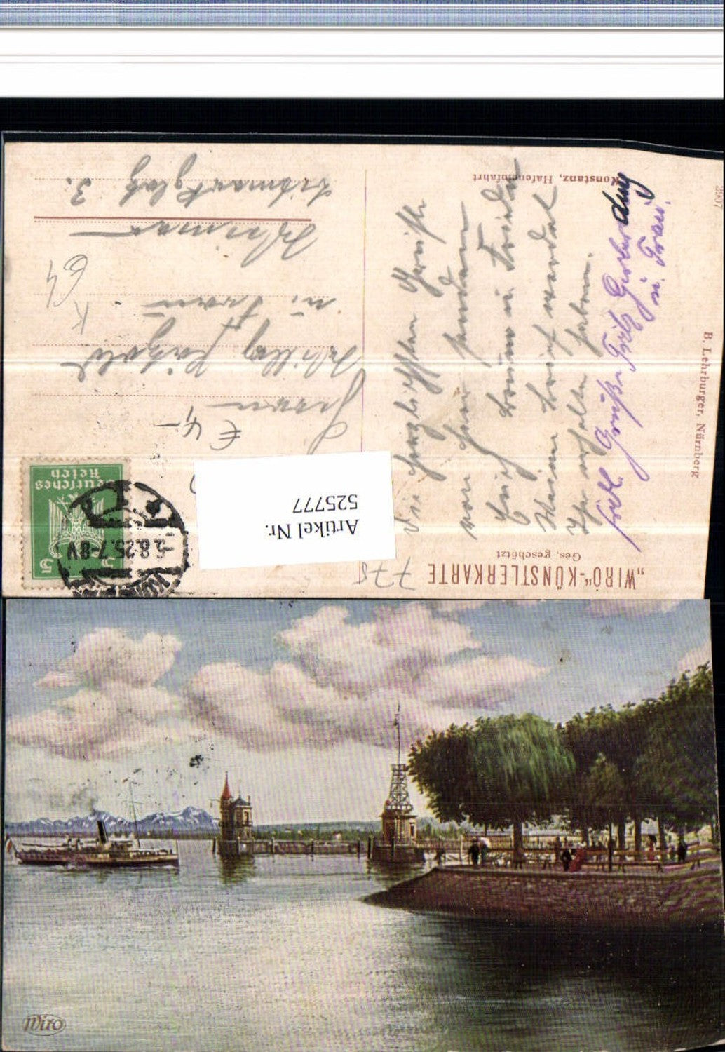 525777,Künstler AK Konstanz am Bodensee Hafen Partie Schiff pub WIRO