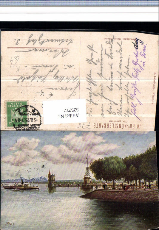 525777, Artist AK Konstanz on Lake Constance Harbor Party Ship pub WIRO