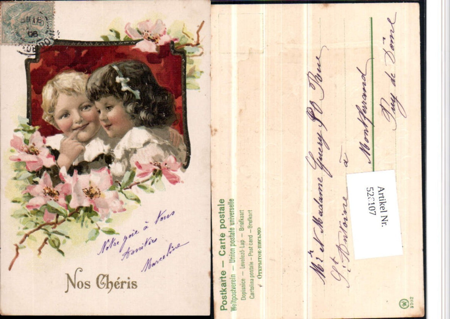 526107,Künstler AK Jugendstil Art Nouveau Präge Litho Kinder